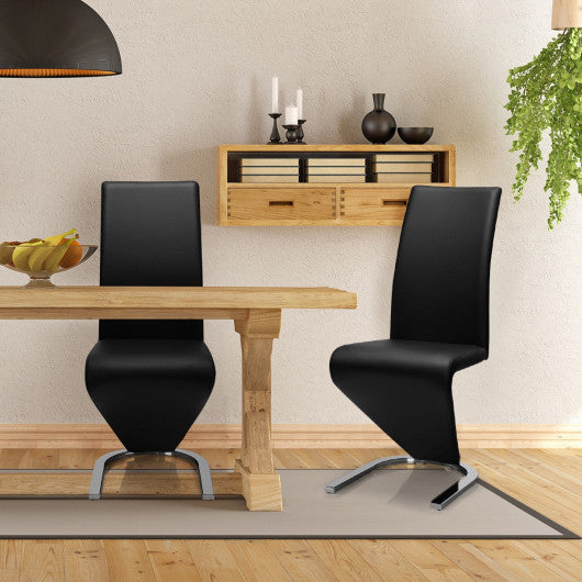 Costway 2 Pieces High Back W/U - Shaped PU Leather Dining Chairs