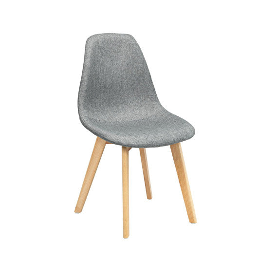 Costway 2 Pieces Modern Dining Chair Set with Wood Legs and Fabric Cushion Seat