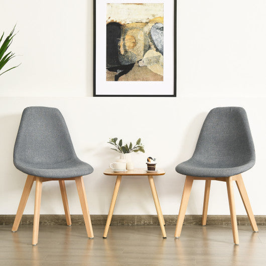 Costway 2 Pieces Modern Dining Chair Set with Wood Legs and Fabric Cushion Seat