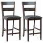 Costway 2 Pieces Upholstered Bar Stools Counter Height Chairs with PU Leather Cover