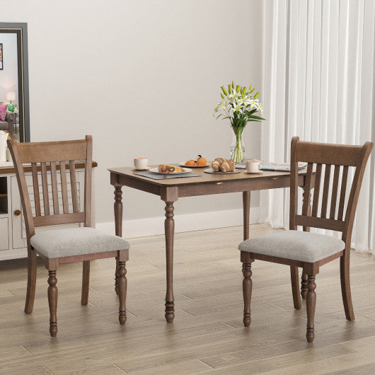 Costway 2 Pieces Vintage Wooden Upholstered Dining Chair Set with Padded Cushion