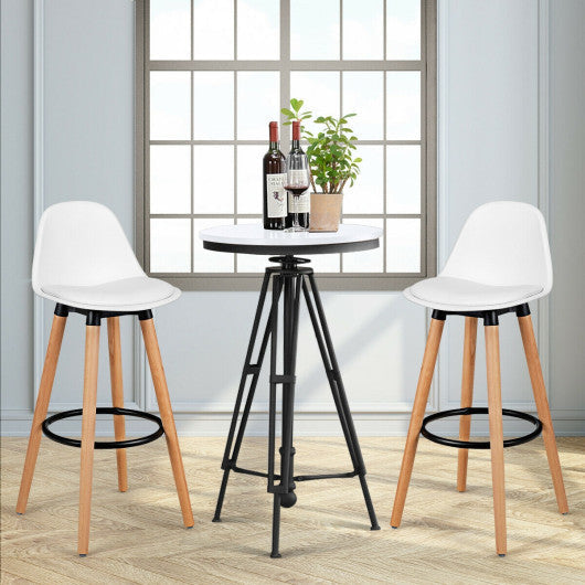 Costway 2 Pieces White Mid Century Barstool 28.5 Inches Dining Pub Chair
