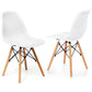 Costway 2 Pieces White Modern Plastic Hollow Chair Set with Wood Leg