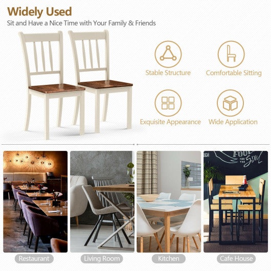 Costway 2 Pieces White Solid Whitesburg Spindle Back Wood Dining Chairs