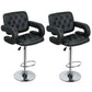 Costway 2-Set Black PU Leather Swivel Bar Stools Adjustable Pub Chair