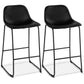 Costway 2-Set PU Leather Pub Barstools Side Chairs with Backrest
