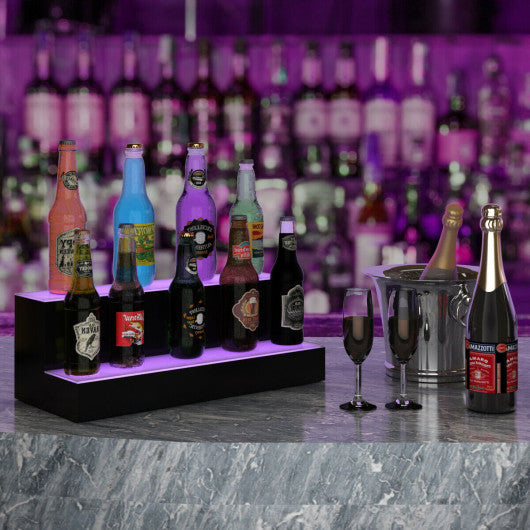 Costway 2 Step LED Lighted Liquor Bottle Display Shelf