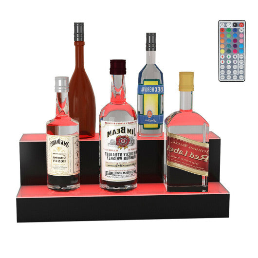 Costway 2 Step LED Lighted Liquor Bottle Display Shelf