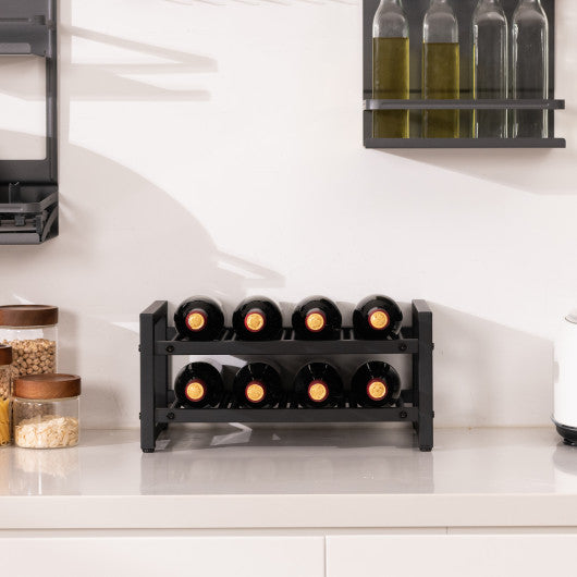 Costway 2-Tier 8-Bottle Display Wine Rackwith Adjustable Foot Pads