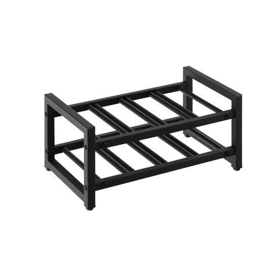 Costway 2-Tier 8-Bottle Display Wine Rackwith Adjustable Foot Pads