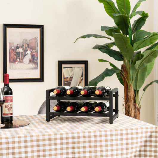 Costway 2-Tier 8-Bottle Display Wine Rackwith Adjustable Foot Pads