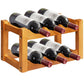 Costway 2-Tier Bar Kitchen 6-Bottle Wine Display Holder with Wooden Tabletop