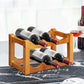 Costway 2-Tier Bar Kitchen 6-Bottle Wine Display Holder with Wooden Tabletop