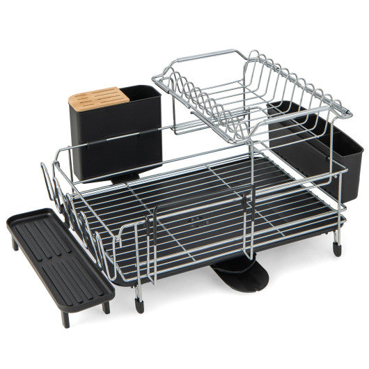 Costway 2-Tier Detachable Dish Drying Rack with Cutlery Holder