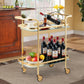 Costway 2 Tier Metal Frame Rolling Kitchen Cart with Glass Shelves