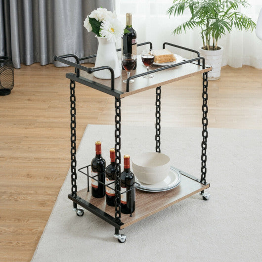 Costway 2-Tier Rolling Kitchen Bar Serving Cart