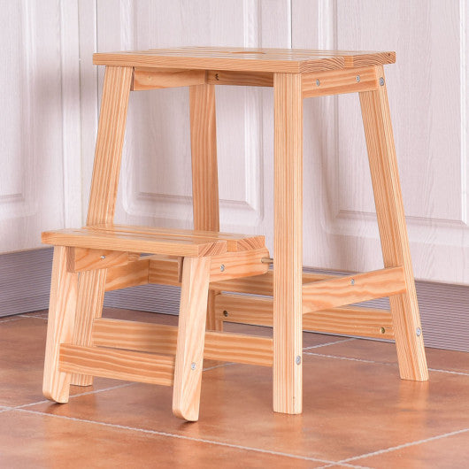 Costway 2-Tier Solid Wood Folding Step Stool