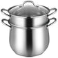 Costway 2-Tier Steamer Pot Saucepot Stainless Steel with Tempered Glass Lid