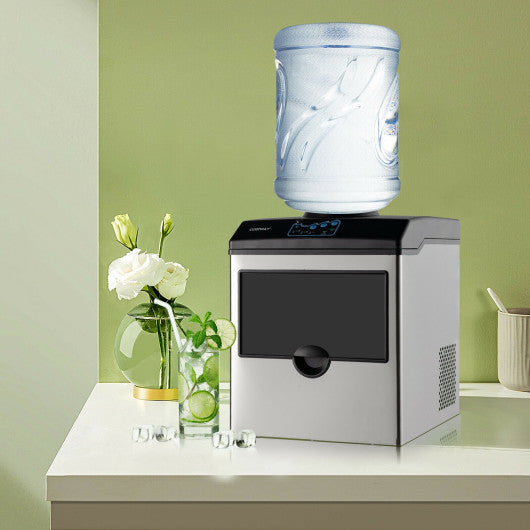 Costway 2-in-1 Stainless Steel Countertop Ice Maker with Water Dispenser