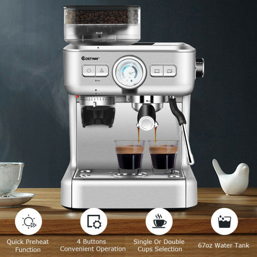 12-cup LCD Display Programmable Coffee Maker Brew Machine - Costway