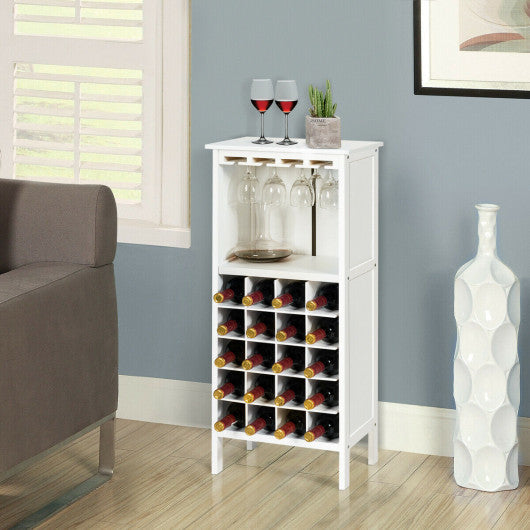 Costway 20 Bottles White Wood Storage Glass Holder Cabinet Wine Rack