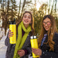 Costway 22 Oz Yellow Double-walled Insulated Stainless Steel Water Bottle with 2 Lids and Straw