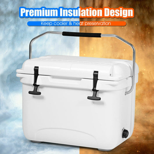 Costway 22 Quart White Portable Ice Chest Cooler with 30 Cans