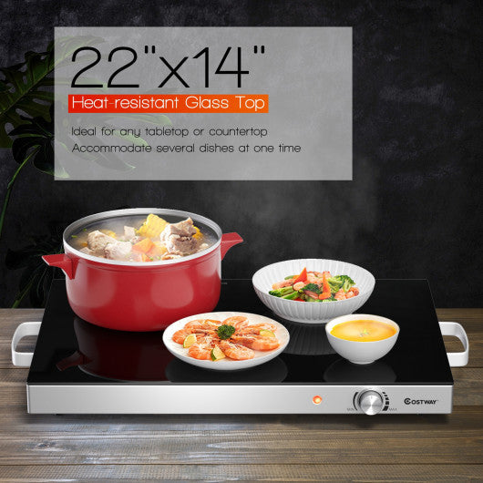 Costway 22" x 14" Electric Warming Tray Hot Plate Dish Warmer with Adjustable Temperature