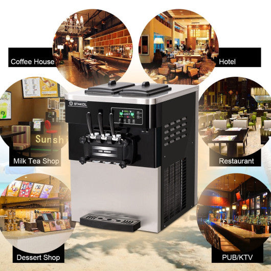 Costway 2200W Commercial 3 Flavor Ice Cream Stainless Steel Machine