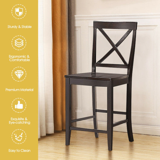 Costway 24" 2 Pack Rubber Wood Frame Kitchen Chairs