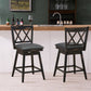 Costway 24" 2 Pieces Black Swivel Counter Height Barstool Set with Rubber Wood Legs