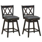 Costway 24" 2 Pieces Black Swivel Counter Height Barstool Set with Rubber Wood Legs