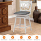 Costway 24" 2 Pieces White Swivel Counter Height Barstool Set with Rubber Wood Legs