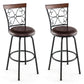 Costway 24-30" 2 Pieces Brown Adjustable PU Cushioned Swivel Barstools