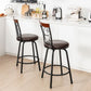 Costway 24-30" 2 Pieces Brown Adjustable PU Cushioned Swivel Barstools