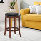 Costway 24" 360 Degree Swivel Wooden Backless Bar Stool with Foot Rest and Cushioned Seat