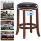 Costway 24" 360 Degree Swivel Wooden Backless Bar Stool with Foot Rest and Cushioned Seat