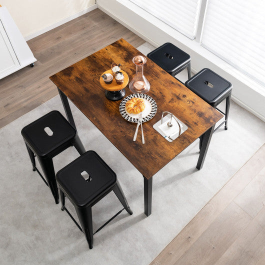 Costway 24" Black Set of 4 Tolix Style Counter Height Barstool Stackable Chair