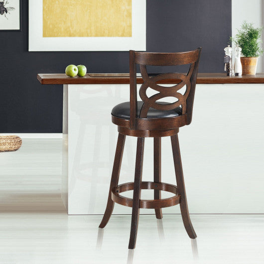 Costway 24" Counter Height Upholstered Espresso Swivel Dining Chair with Cushion Seat