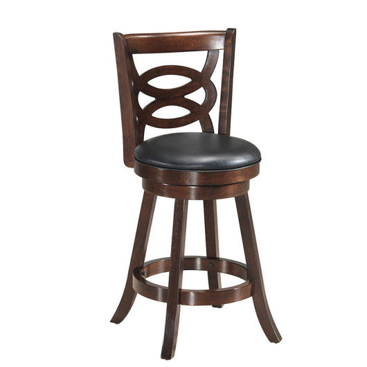 Costway 24" Counter Height Upholstered Espresso Swivel Dining Chair with Cushion Seat