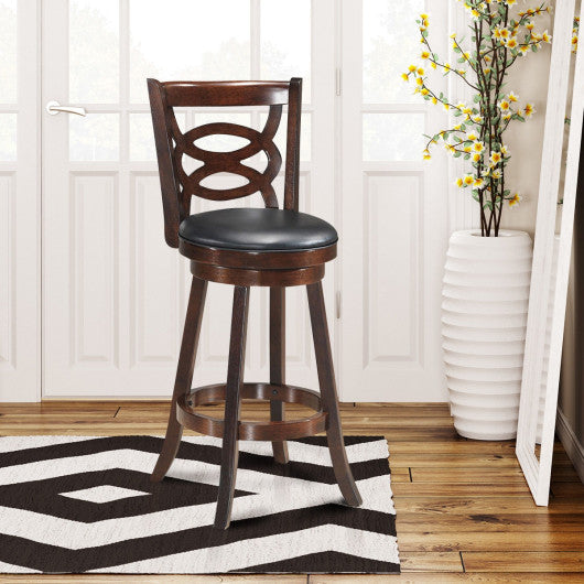Costway 24" Counter Height Upholstered Espresso Swivel Dining Chair with Cushion Seat