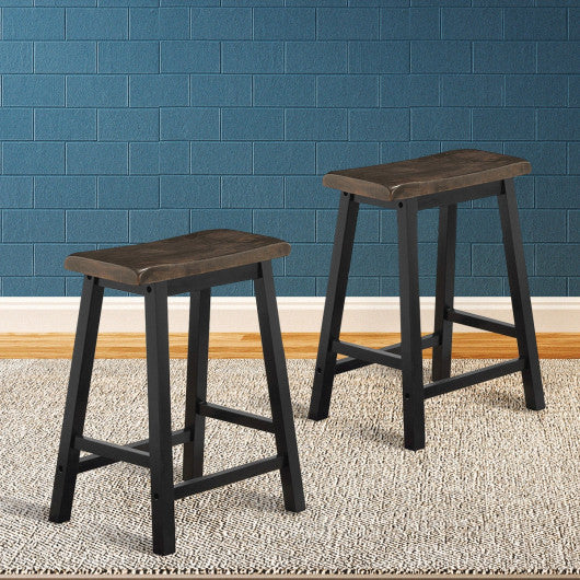 Costway 24" Height Set of 2 Gray Home Kitchen Dining Room Bar Stools