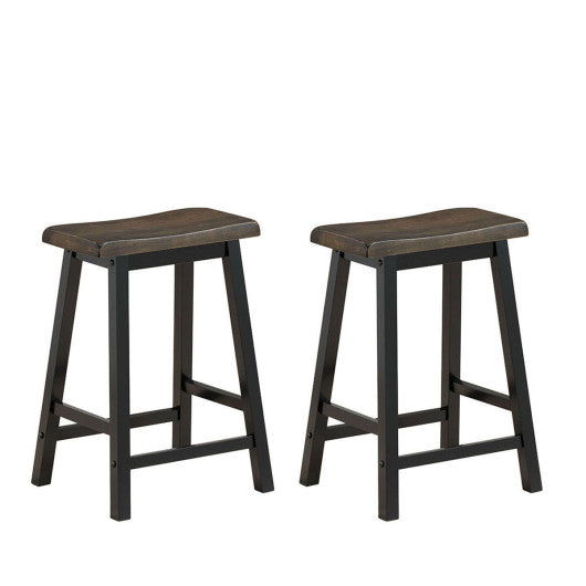 Costway 24" Height Set of 2 Gray Home Kitchen Dining Room Bar Stools
