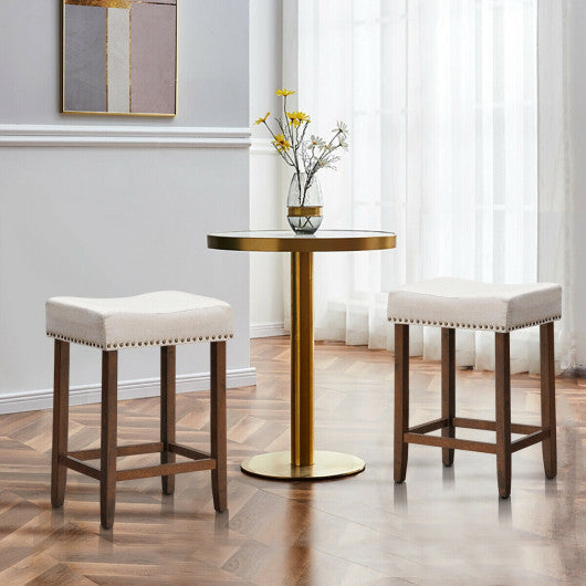 Costway 24" Height Set of 2 Nailhead Saddle Bar Stools