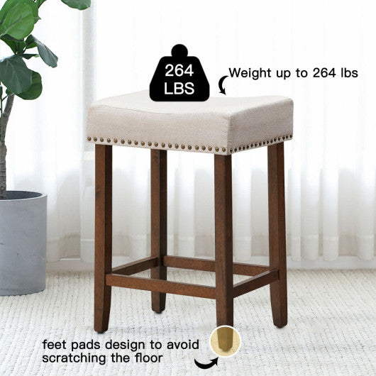 Costway 24" Height Set of 2 Nailhead Saddle Bar Stools