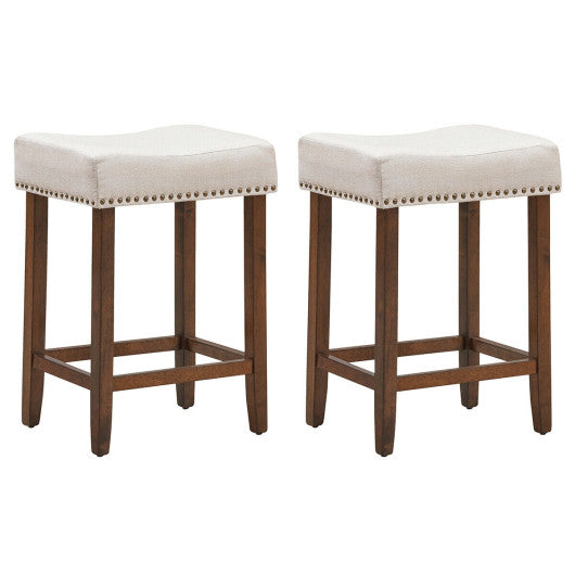 Costway 24" Height Set of 2 Nailhead Saddle Bar Stools