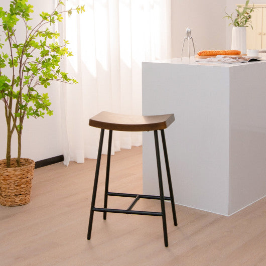 Costway 24" Industrial Saddle Stool with Metal Legs and Adjustable Foot Pads