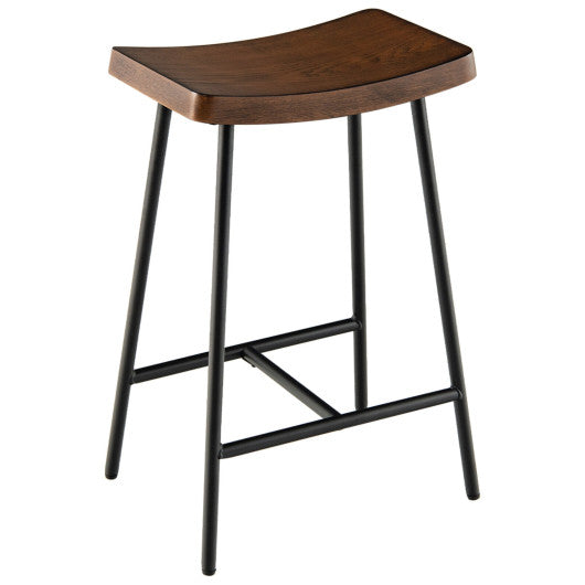 Costway 24" Industrial Saddle Stool with Metal Legs and Adjustable Foot Pads