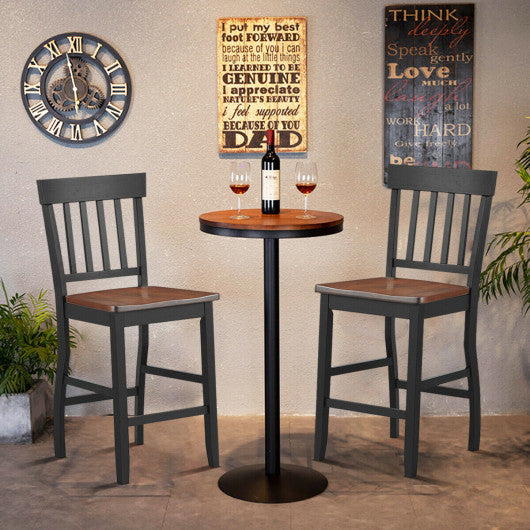 Costway 24" Set of 2 Barstool Solid Wood Rake Back
