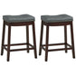 Costway 24" Set of 2 Brown Height Backless Counter Stool with Footrest